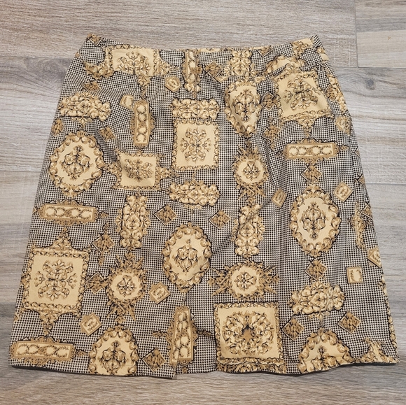 Vintage Talbots Pencil Midi Mini Skirt Women's 12 Gilded Frames Baroque - Picture 2 of 9